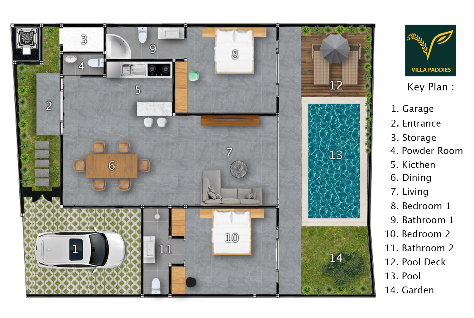 Floor plan of Villa Paddies